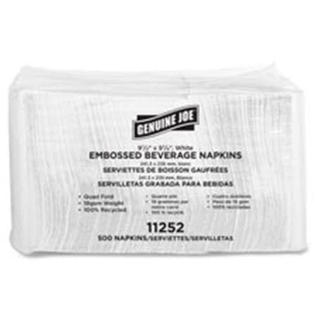 Genuine Joe Beverage Napkins, Quad Fold, 9.5 in. x 9.25 in., 4000-CT, WE GE463996